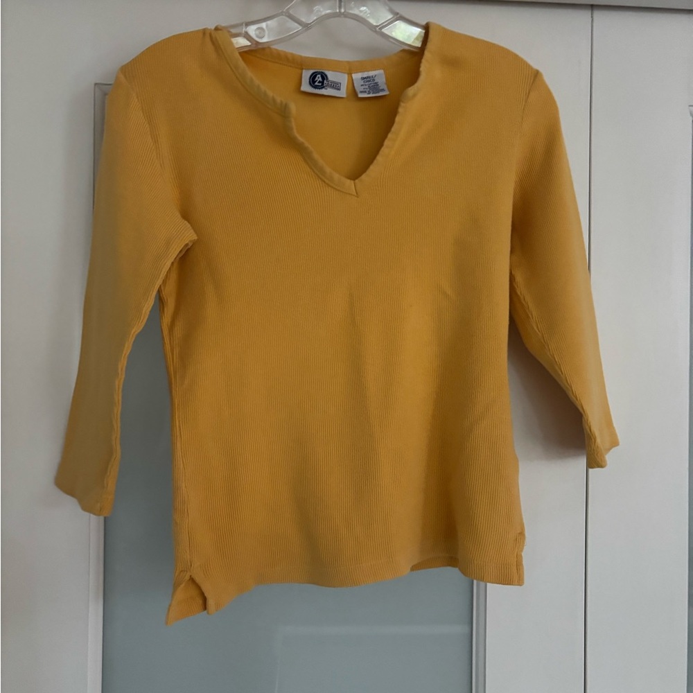 American Apparel Mustard V-Neck Top